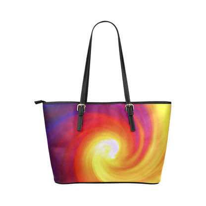 Vortex Twist Swirl Flame Themed Leather Tote Bag