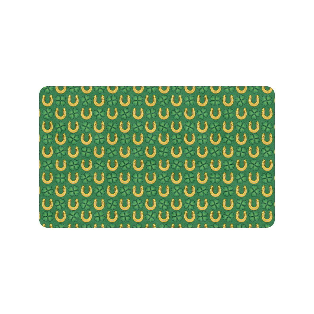 Shamrock Horseshoes Print Pattern Rubber Doormat