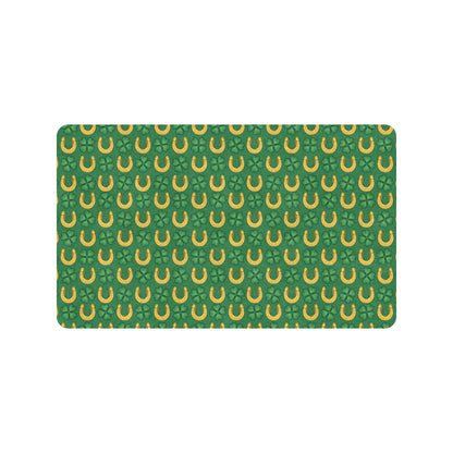 Shamrock Horseshoes Print Pattern Rubber Doormat