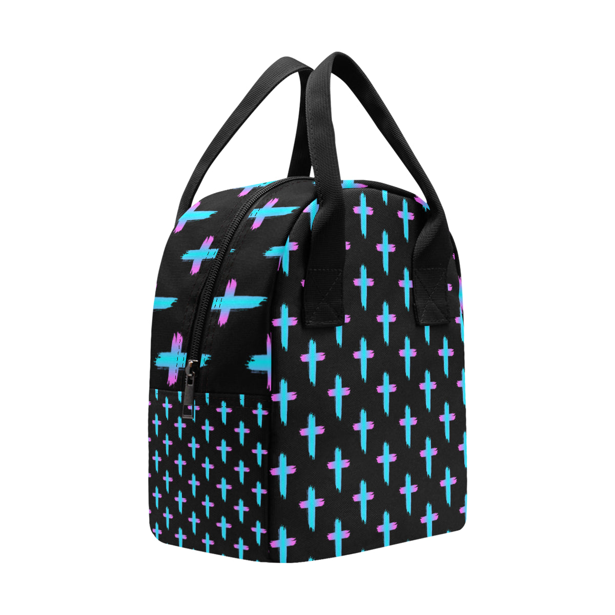 Christian Cross neon Pattern Insulated Lunch Bag