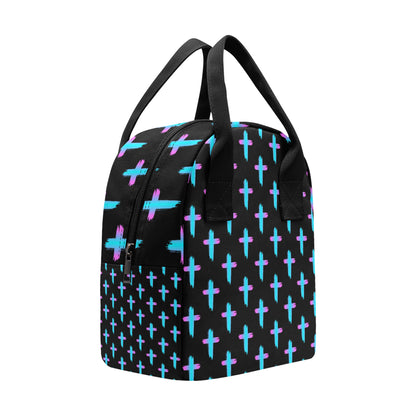 Christian Cross neon Pattern Insulated Lunch Bag