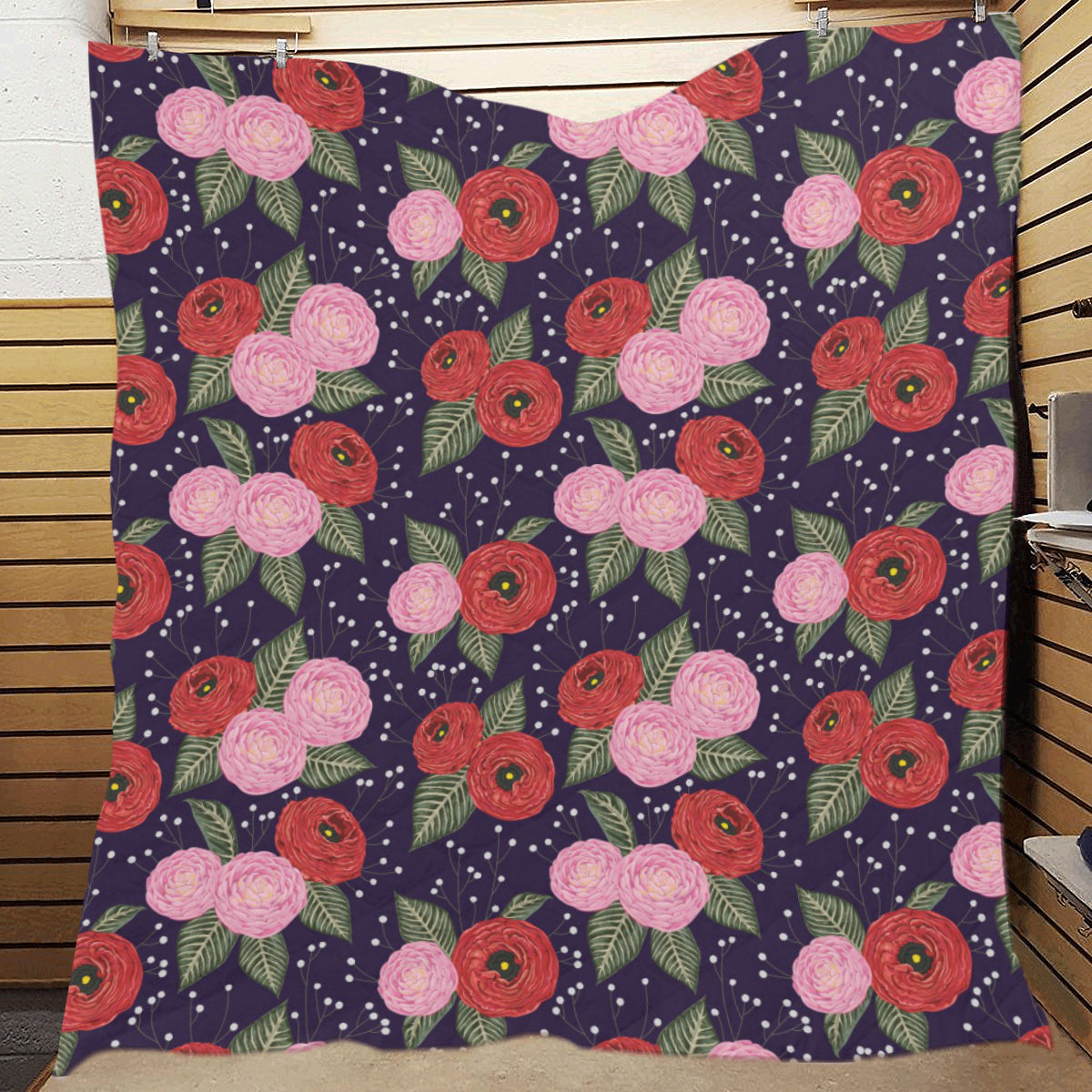Camellia Pattern Print Design CM02 Premium Quilt