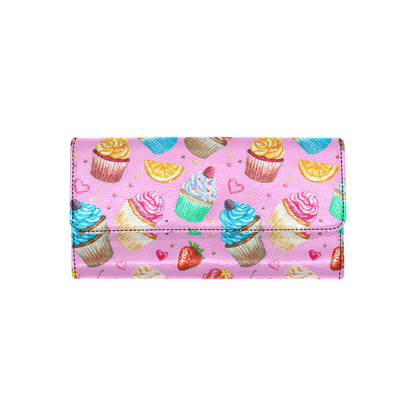 Cupcake Pattern Print Design CP05 Women's Trifold Wallet