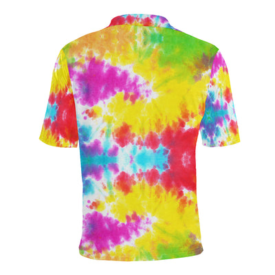 Tie Dye Rainbow Themed Print Men Polo Shirt