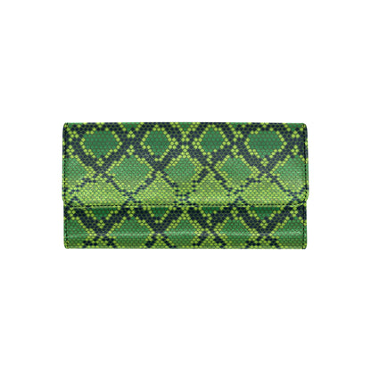 Python Green Pattern Print Design A01 Women's Trifold Wallet