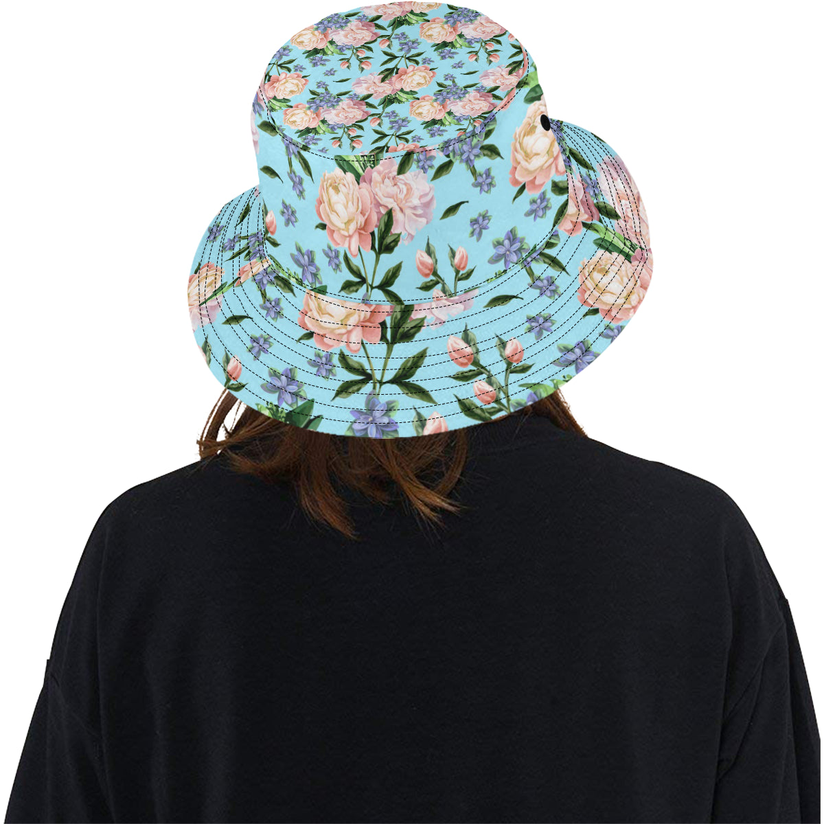 Peony Pattern Print Design PE02 Unisex Bucket Hat