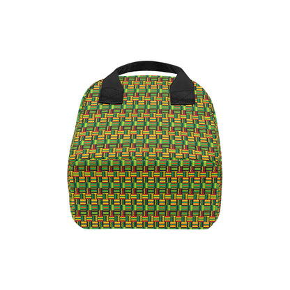African Zip Zag Print Pattern Insulated Lunch Bag