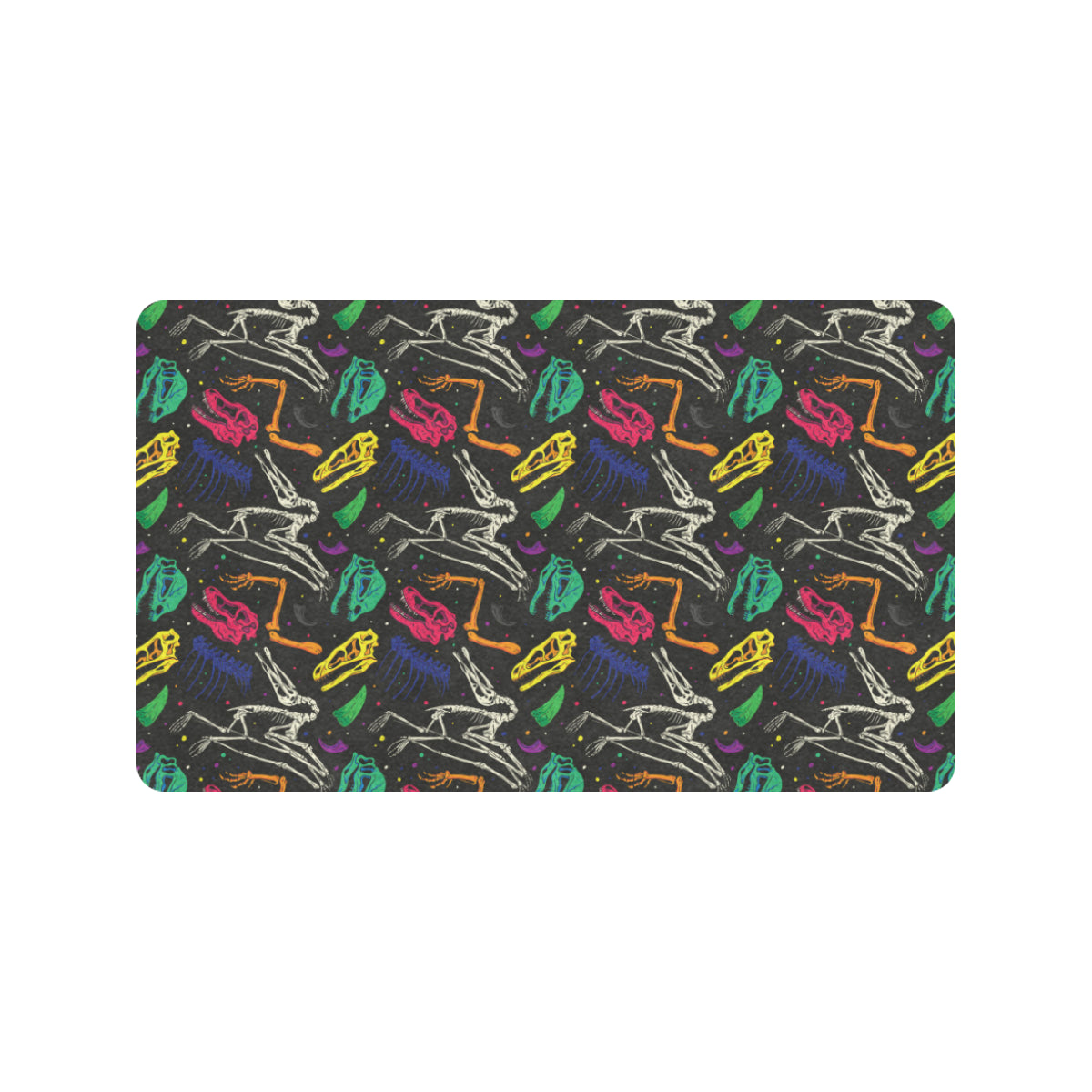Dinosaur Skull Color Print Pattern Rubber Doormat