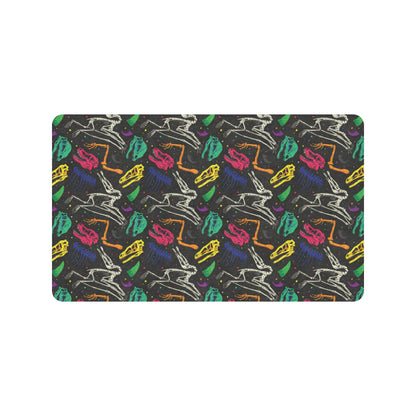 Dinosaur Skull Color Print Pattern Rubber Doormat