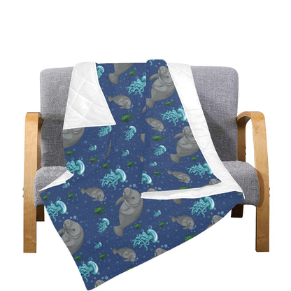 Manatee Pattern Print Design 01 Premium Quilt