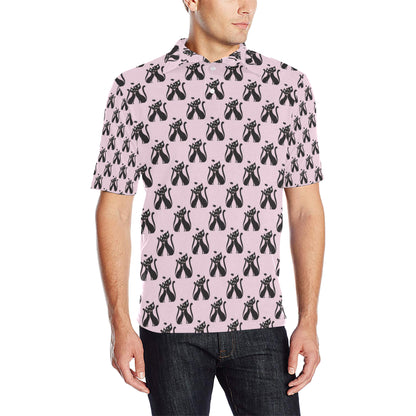 Black Cat Pattern Print Design 01 Men Polo Shirt