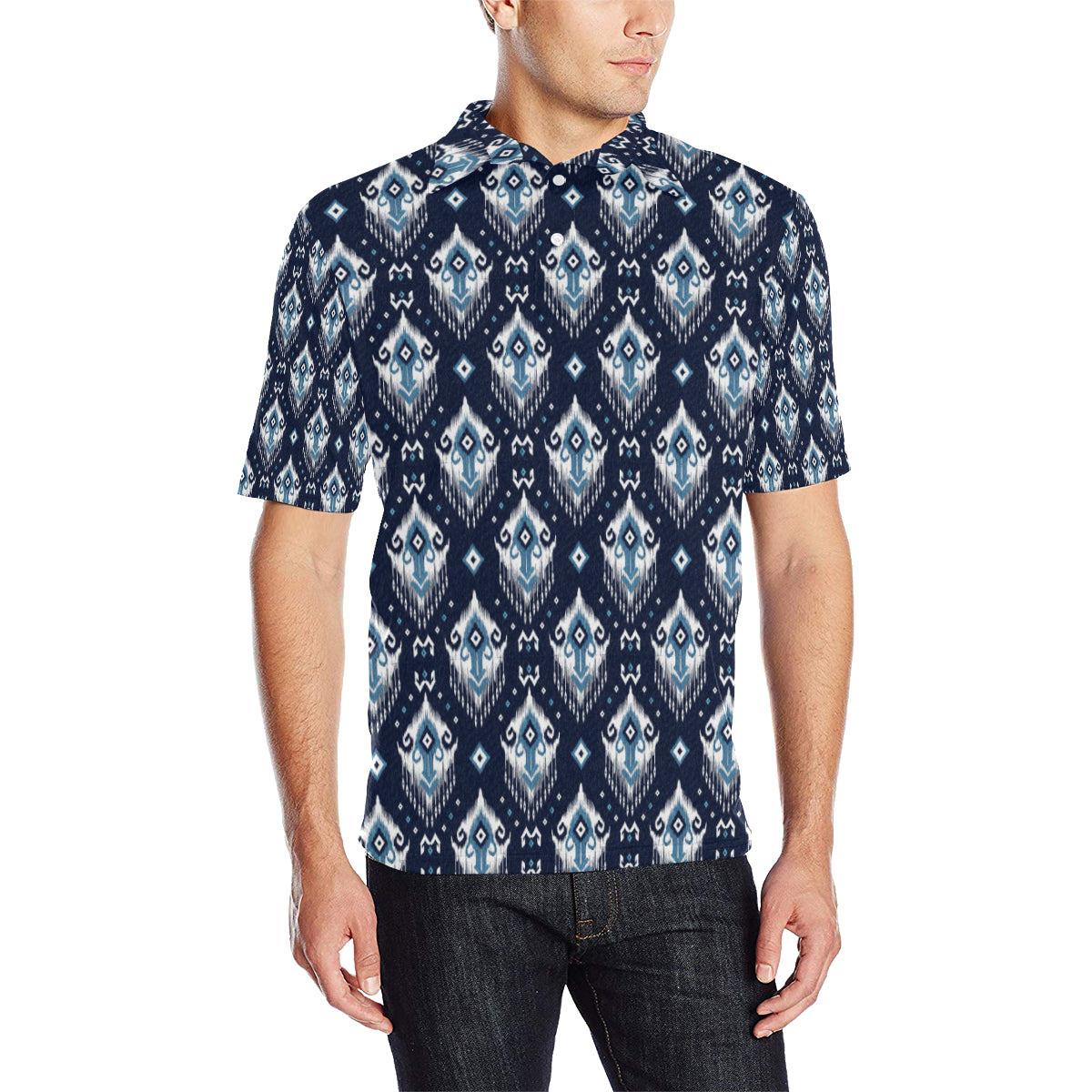 Ethnic Ornament Print Pattern Men Polo Shirt