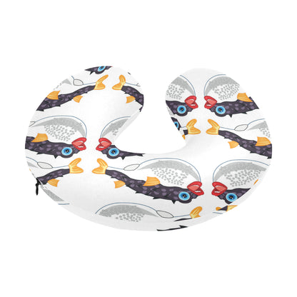 Fugu Pattern Print Design 03 U-Shaped Travel Neck Pillow