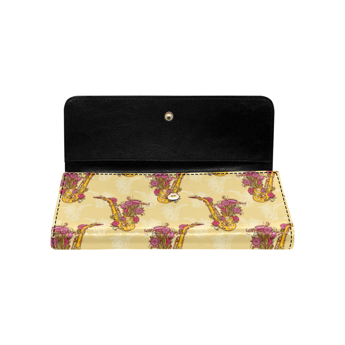 Saxophone Pattern Print Design 04 Women's Trifold Wallet