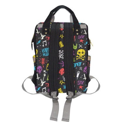 Rock and Roll Pattern Print Design A02 Diaper Bag Backpack