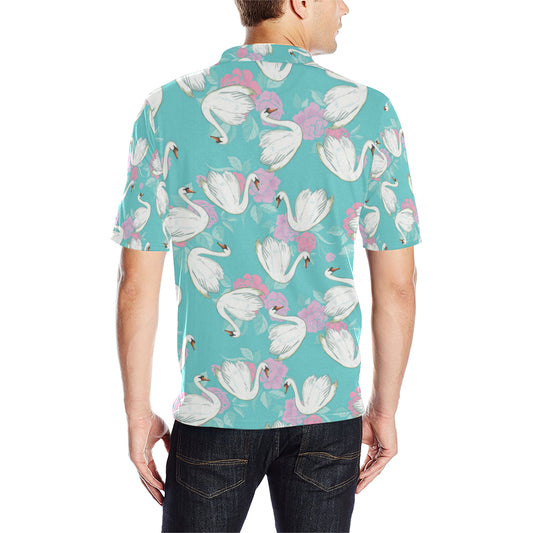 Swan Pattern Print Design 03 Men Polo Shirt