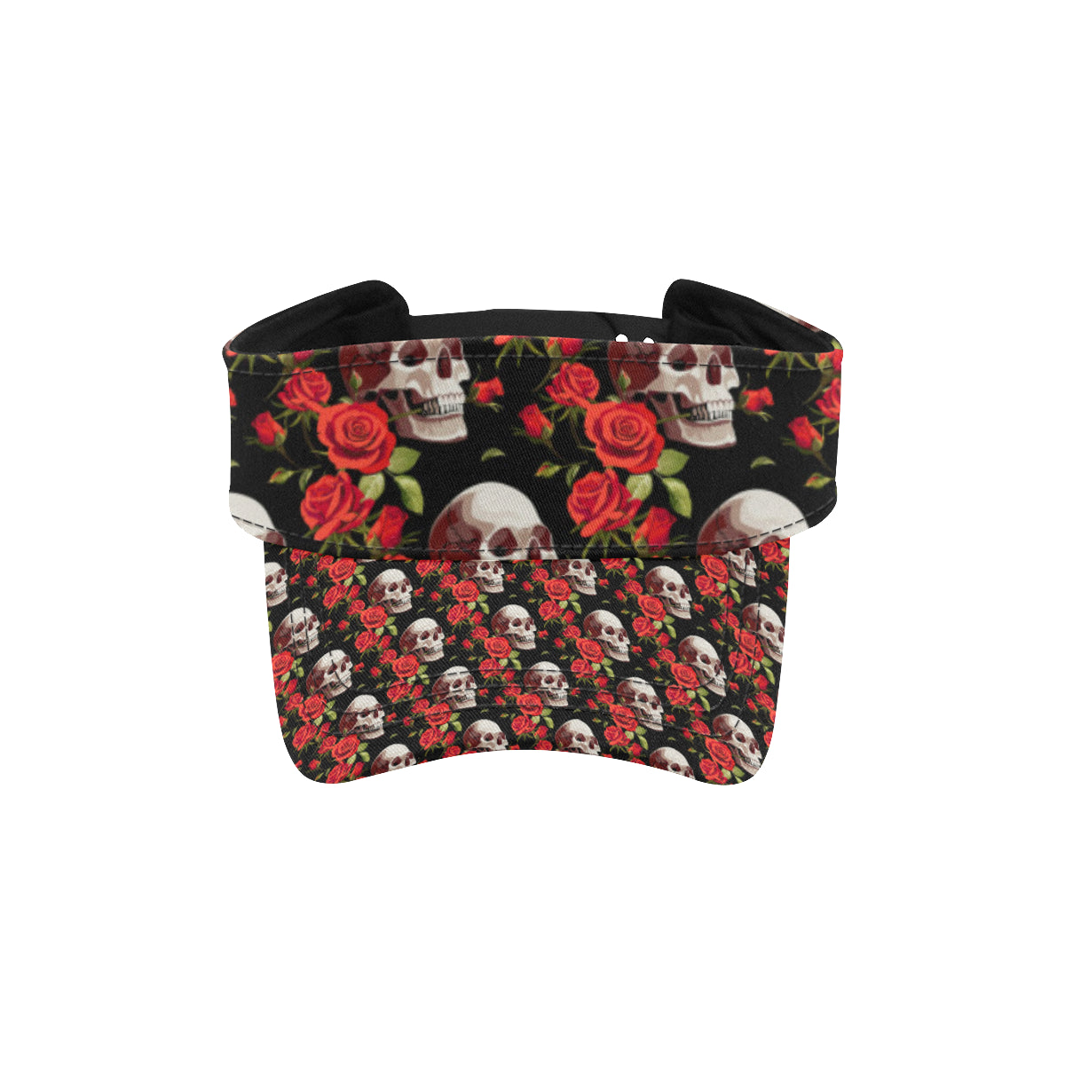 Red Rose Skull Design Print Unisex Sun Visor