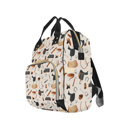 Equestrian Equipment Print Pattern Diaper Bag Backpack