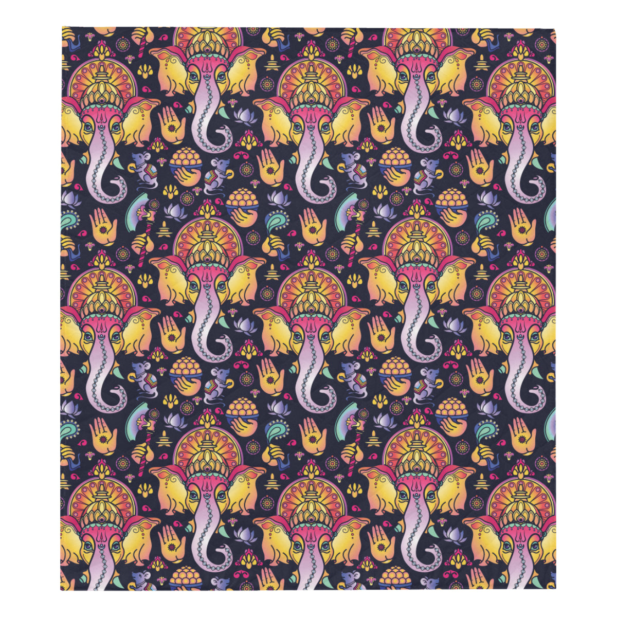 Ganesha Indian Pattern Print Design 03 Premium Quilt