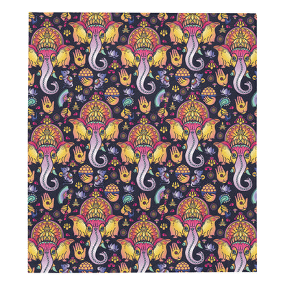 Ganesha Indian Pattern Print Design 03 Premium Quilt