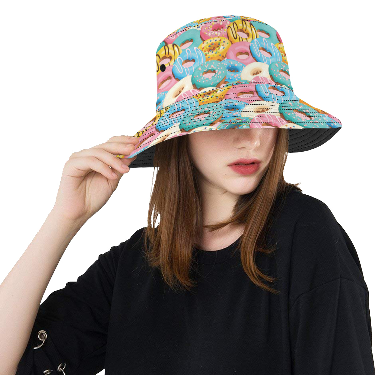 Donut Pattern Print Design DN01 Unisex Bucket Hat