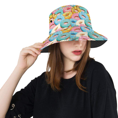 Donut Pattern Print Design DN01 Unisex Bucket Hat