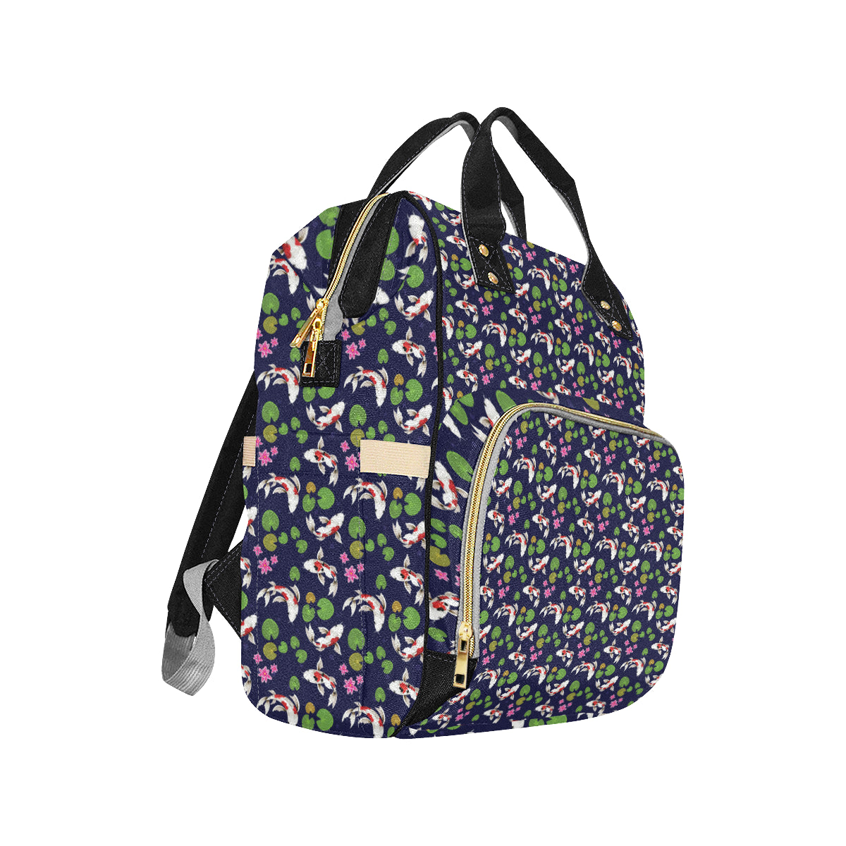 Koi Carp Pattern Design Themed Print Diaper Bag Backpack