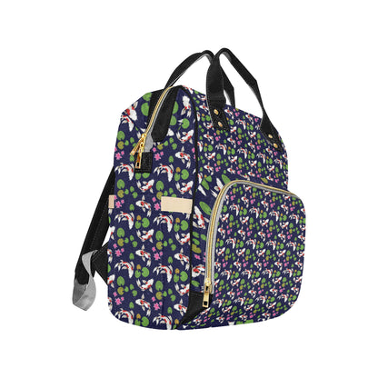 Koi Carp Pattern Design Themed Print Diaper Bag Backpack