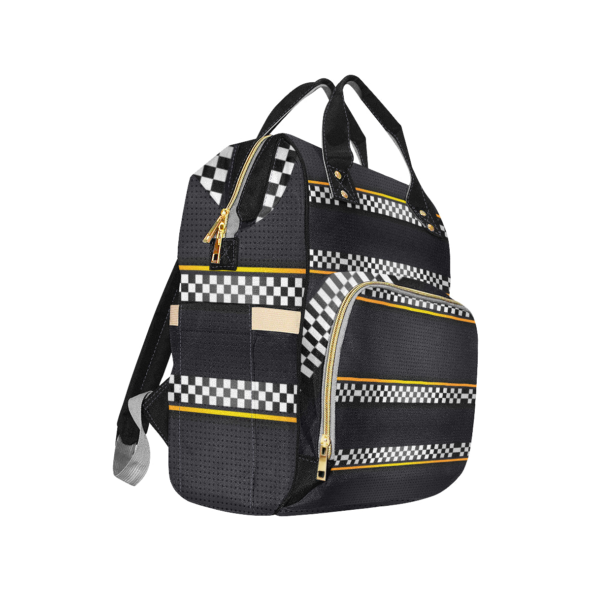 Checkered Flag Yellow Line Style Diaper Bag Backpack