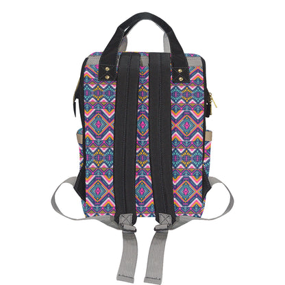 Indian Navajo Pink Themed Design Print Diaper Bag Backpack