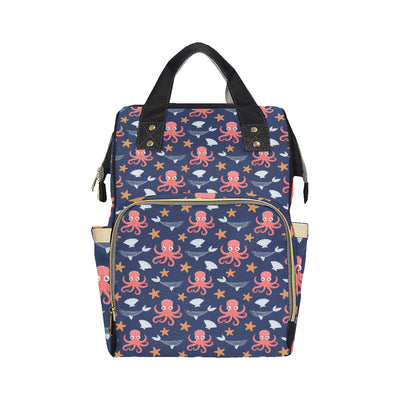 Octopus Pattern Print Design A04 Diaper Bag Backpack