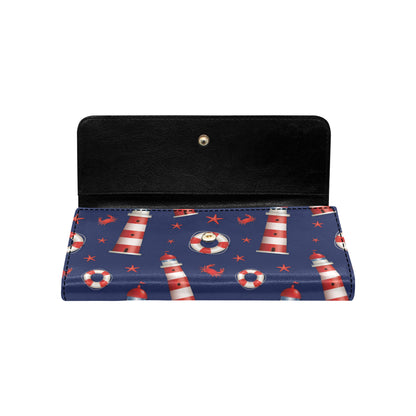 Nautical Pattern Print Design A03 Women's Trifold Wallet