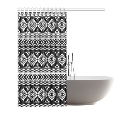 Aztec Black White Print Pattern Shower Curtain