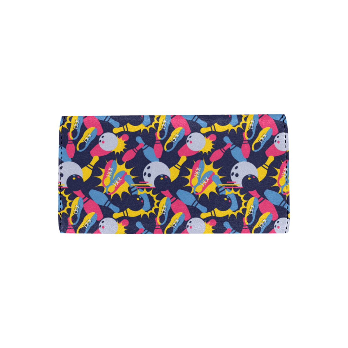 Bowling Pattern Print Design 02 Women's Trifold Wallet