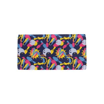 Bowling Pattern Print Design 02 Women's Trifold Wallet