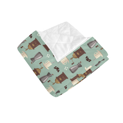 Coffee Pattern Print Design 04 Premium Quilt