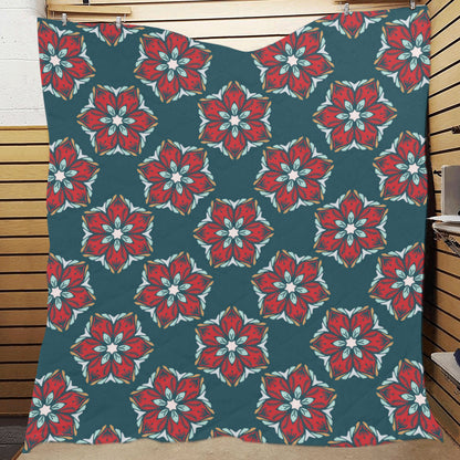 Poinsettia Pattern Print Design A03 Premium Quilt