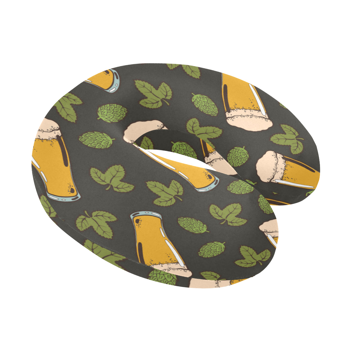 Beer Iris Pattern Print Design 02 U-Shaped Travel Neck Pillow