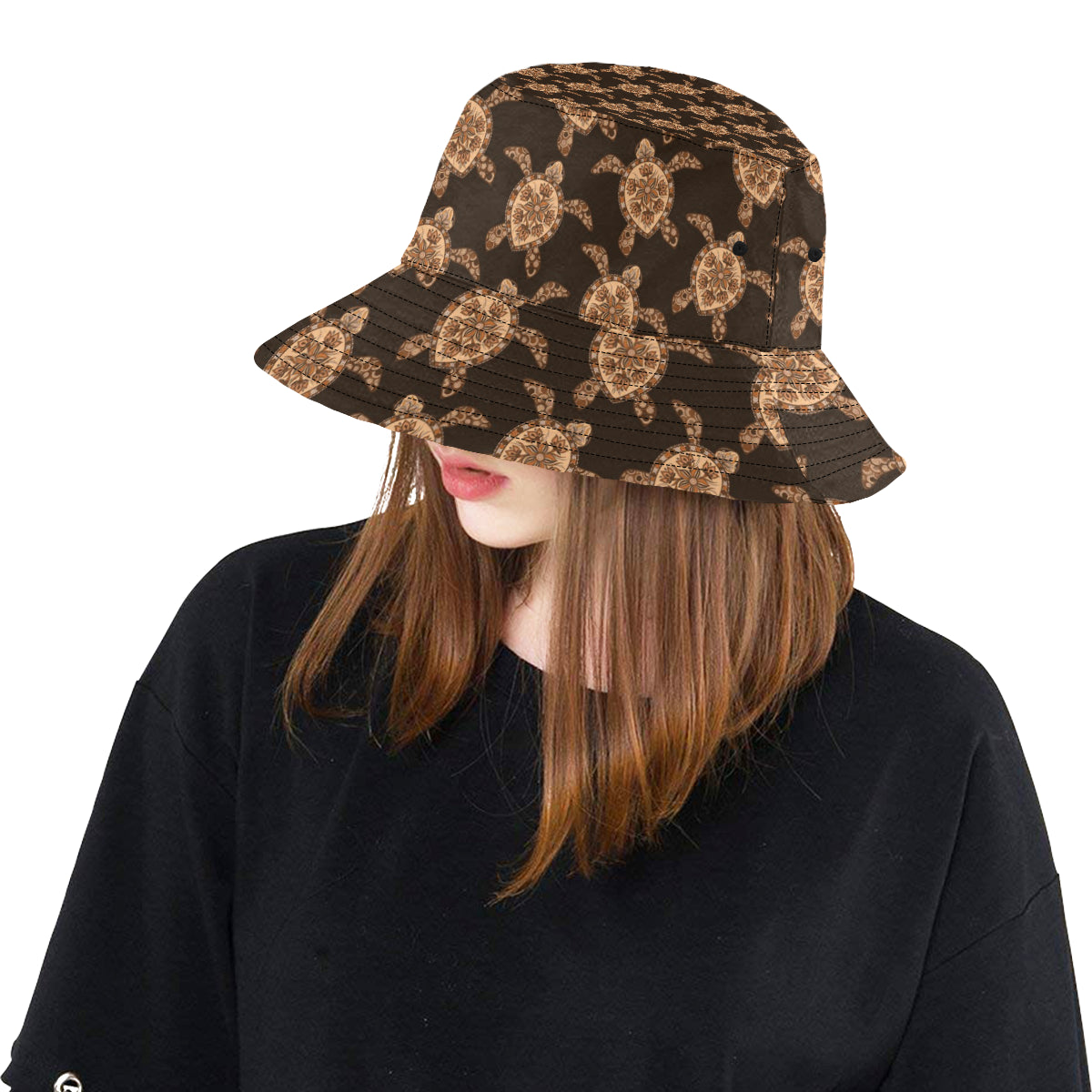 Tribal Sea Turtle Pattern Print Design T09 Unisex Bucket Hat