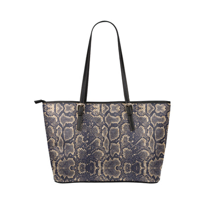 Snake Skin Pattern Print Leather Tote Bag