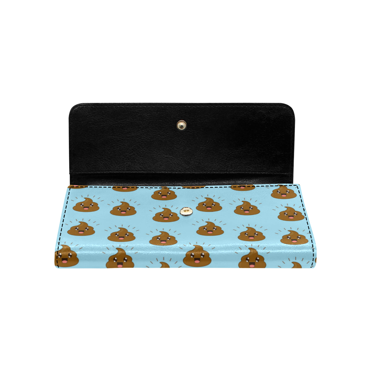 Poop Emoji Pattern Print Design A03 Women's Trifold Wallet