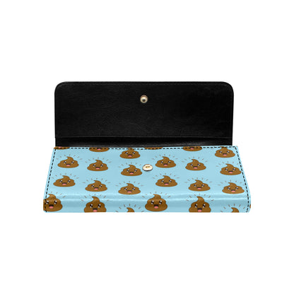 Poop Emoji Pattern Print Design A03 Women's Trifold Wallet