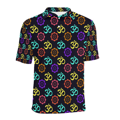 Chakra OM Print Pattern Men Polo Shirt