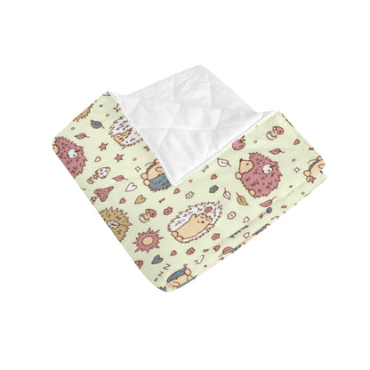 Hedgehog Cute Pattern Print Design 01 Premium Quilt
