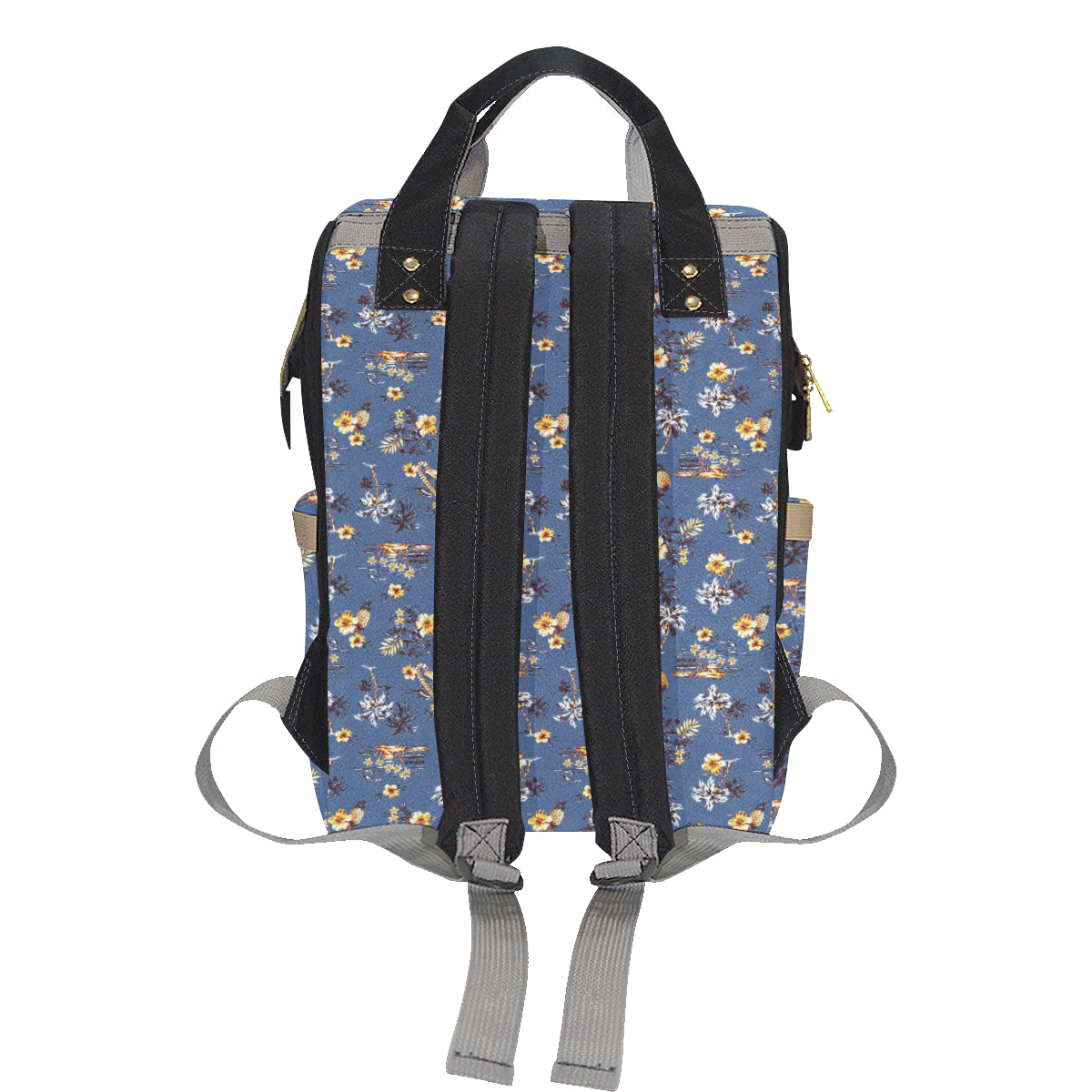 Hawaiian Flower Blue Print Diaper Bag Backpack