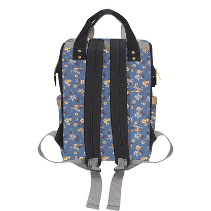 Hawaiian Flower Blue Print Diaper Bag Backpack