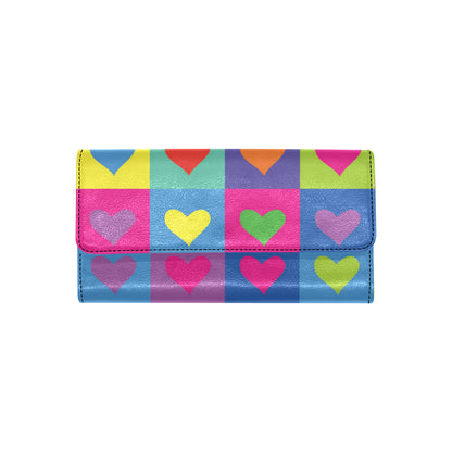 Pop Art Heart Pattern Print Design A01 Women's Trifold Wallet