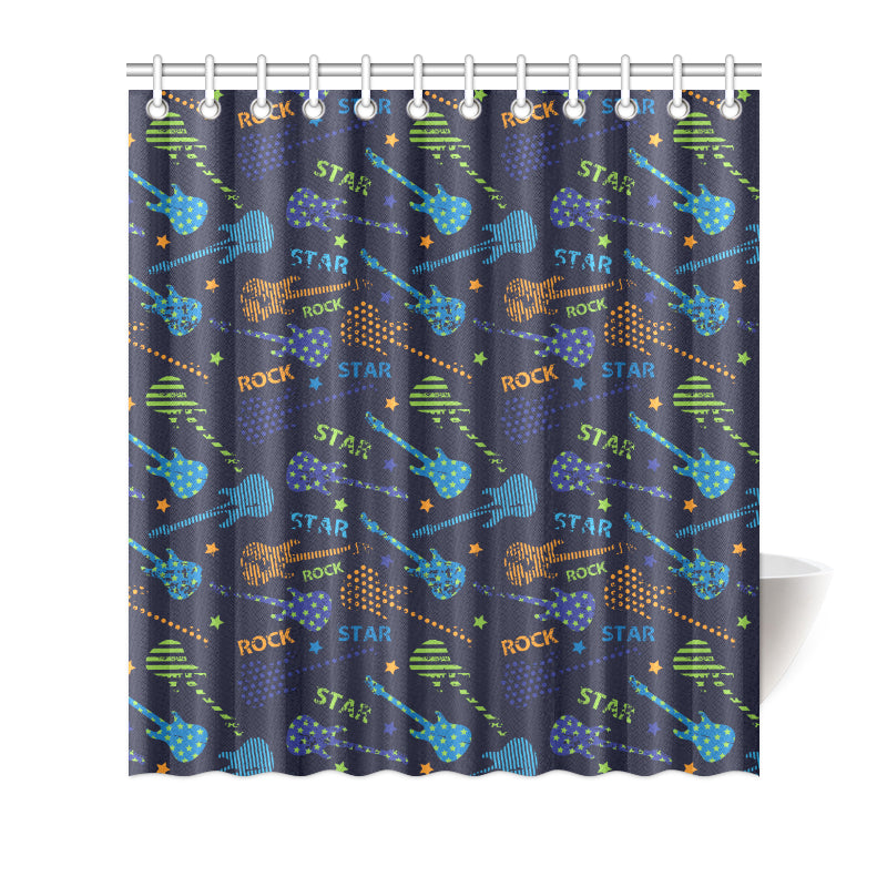 Rock and Roll Pattern Print Design A04 Shower Curtain