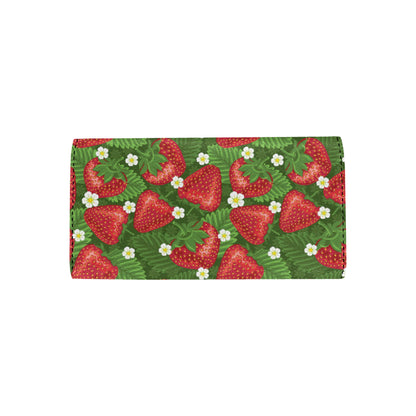Strawberry Pattern Print Design SB05 Women's Trifold Wallet