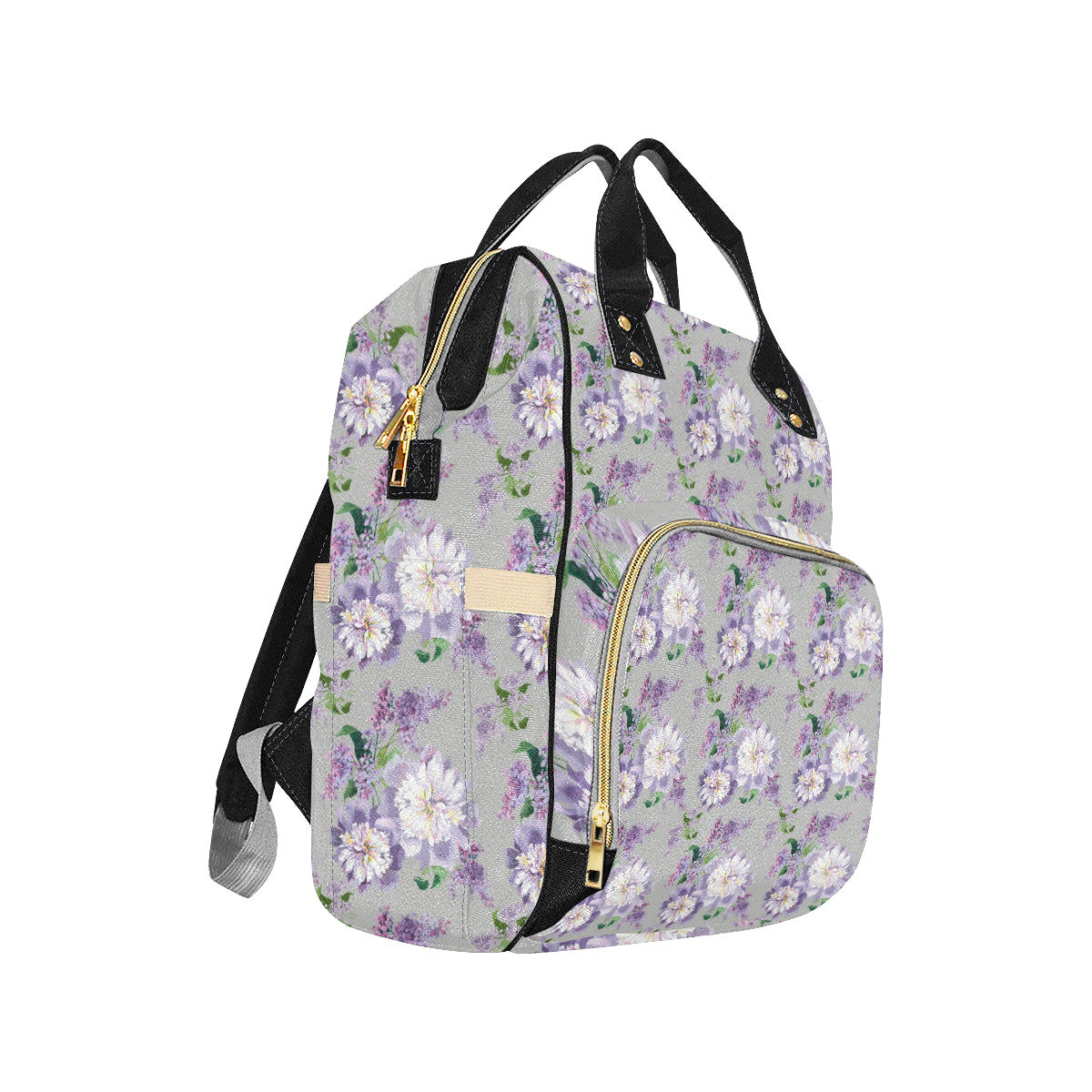 Lilac Pattern Print Design LI07 Diaper Bag Backpack